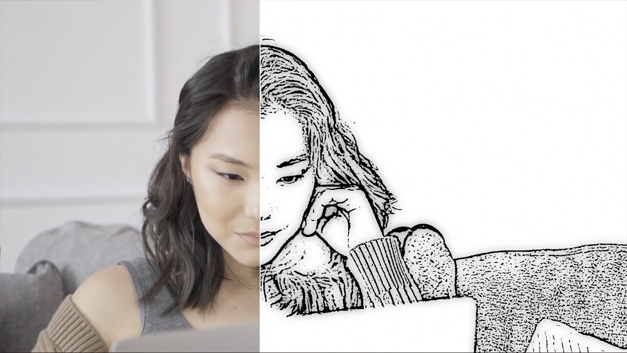 LVFX Paint & Line Art in action. Luca Visual FX Paint and Line Art for Final Cut Pro, Adobe Premiere, After Effects, Motion 6, DaVinci Resolve.